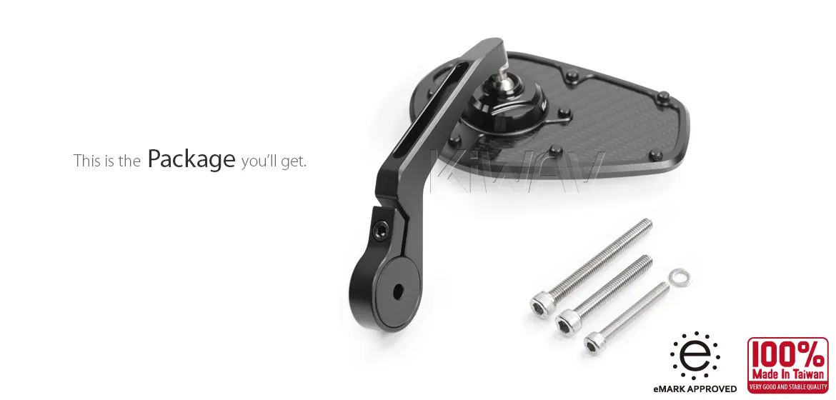 KiWAV motorcycle bar end mirror MambaX black a piece compatible with Triumph air-cooled models