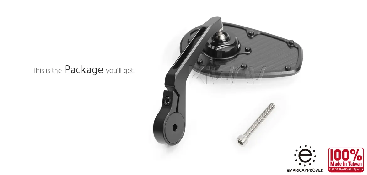 KiWAV motorcycle bar end mirror MambaX black a piece for M6 threaded handlebars