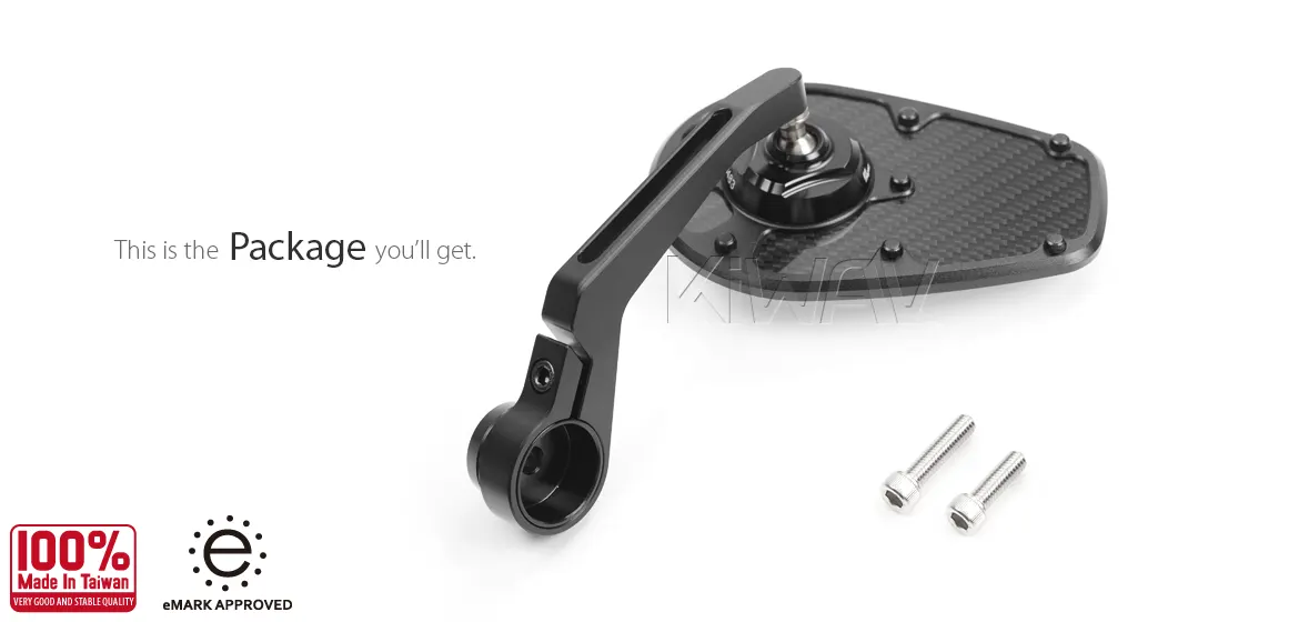 KiWAV motorcycle bar end mirror MambaX black a piece compatible with Triumph water-cooled models