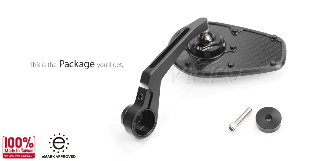 KiWAV motorcycle bar end mirror MambaX black a piece compatible with Moto Guzzi