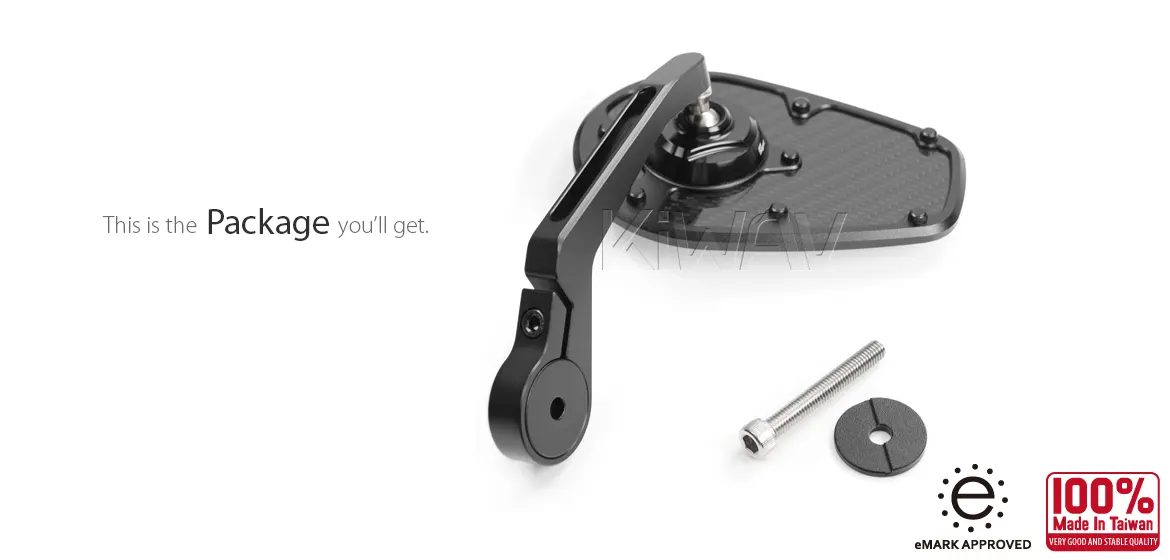 KiWAV motorcycle bar end mirror MambaX black a piece compatible with Royal Enfield Interceptor 650
