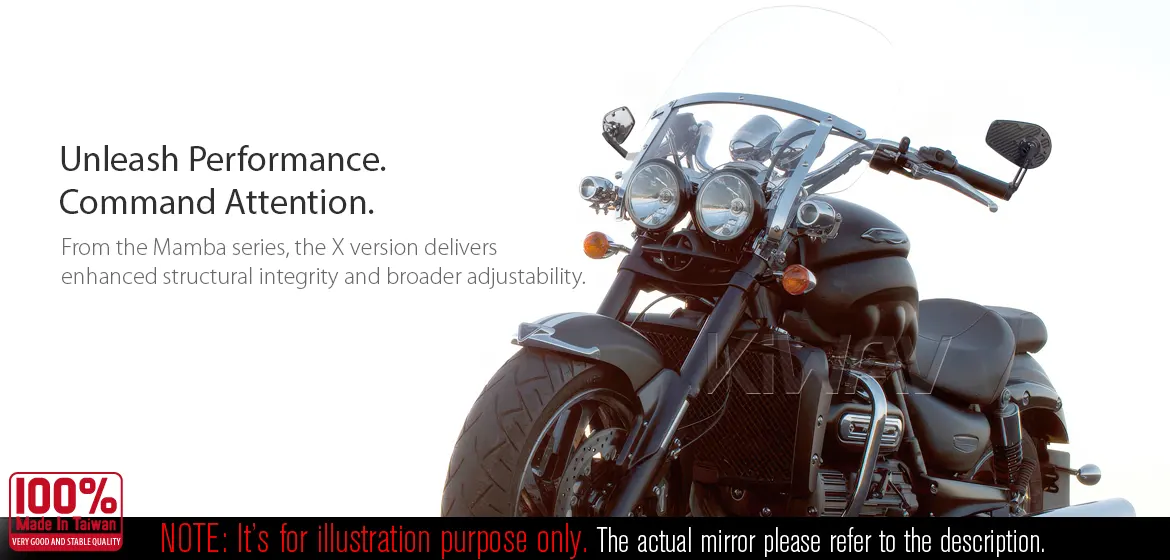 KiWAV motorcycle bar end mirror MambaX black a pair compatible with Triumph air-cooled models