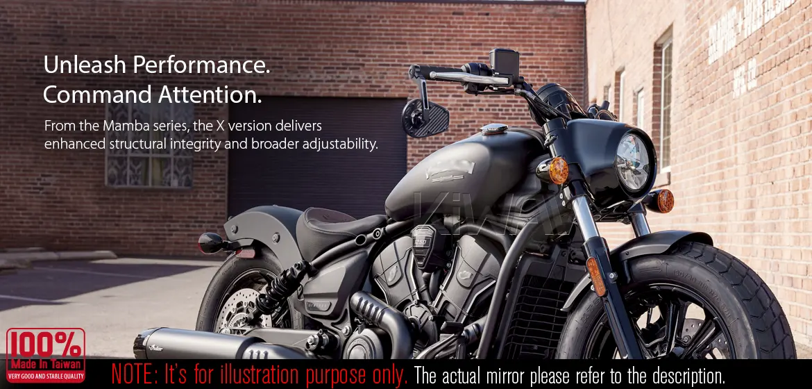 KiWAV motorcycle bar end mirror MambaX black a pair compatible with Specific Indian models