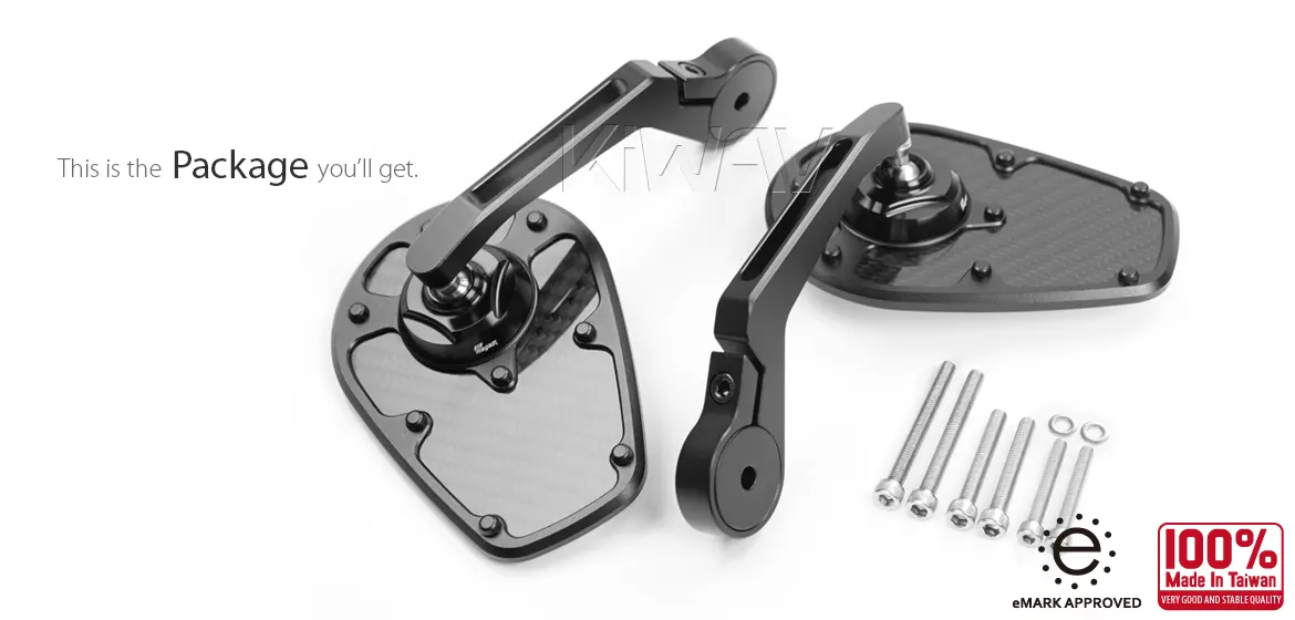 KiWAV motorcycle bar end mirror MambaX black a pair compatible with Triumph air-cooled models