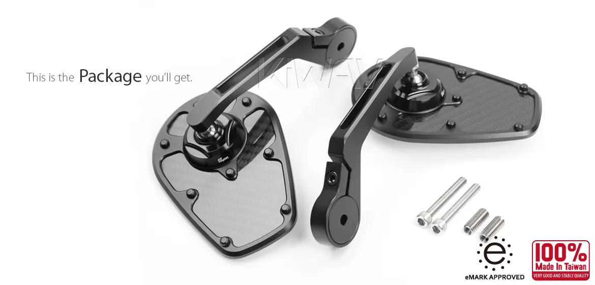 KiWAV motorcycle bar end mirror MambaX black a pair compatible for Harley Sportster S Nightster 2021-