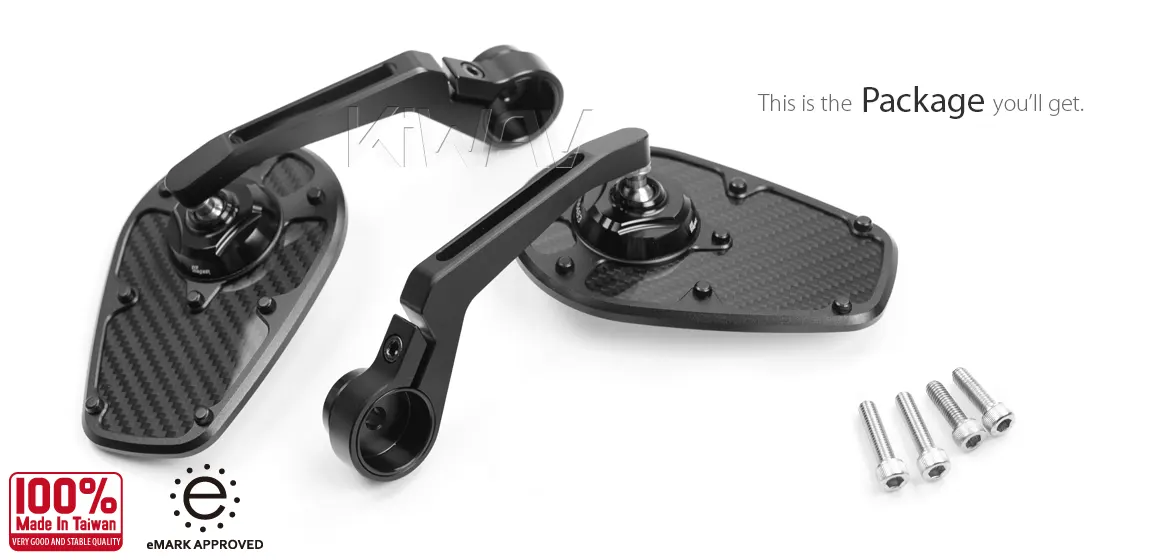 KiWAV motorcycle bar end mirror MambaX black a pair compatible with Triumph water-cooled models