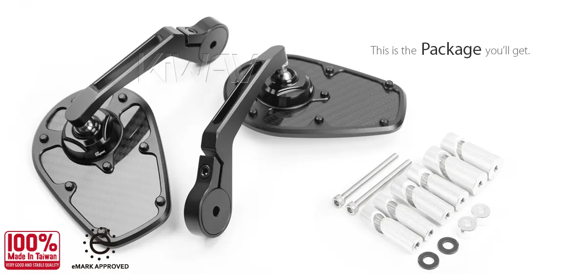 KiWAV motorcycle bar end mirror MambaX black a pair compatible with Harley Davidson Sportster Dyna Softail XG street