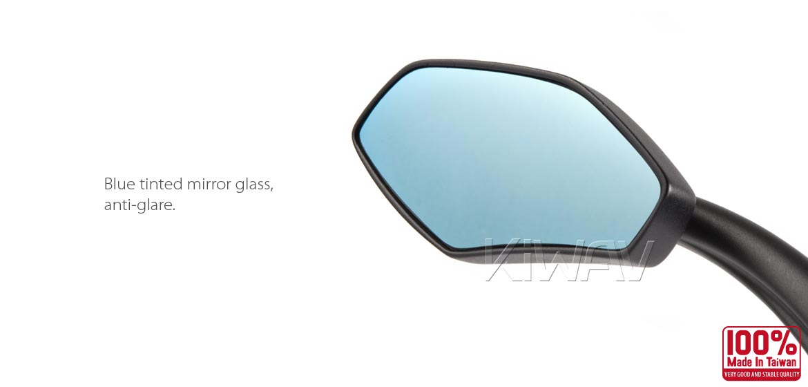 KiWAV Medusa black motorcycle mirrors universal fit