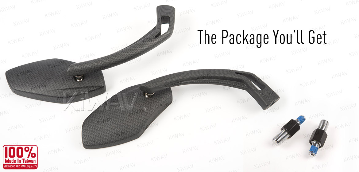 KiWAV Medusa carbon motorcycle mirrors fit BMW