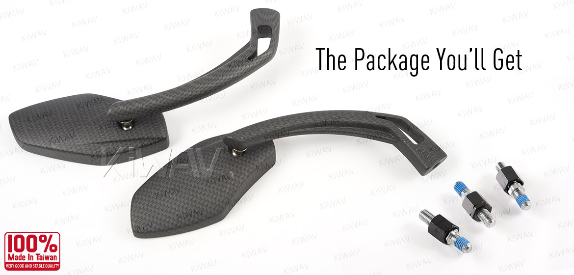KiWAV Medusa carbon motorcycle mirrors fit scooter
