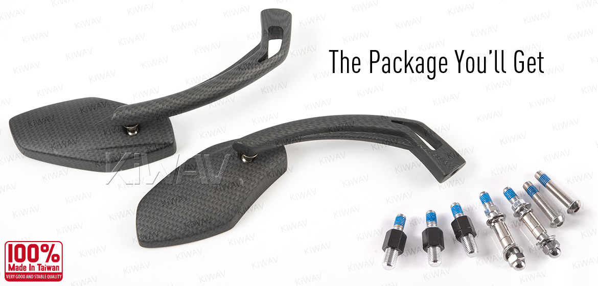 KiWAV Medusa carbon motorcycle mirrors universal fit