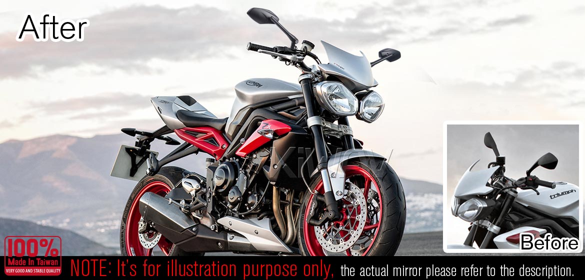 KiWAV Medusa black motorcycle mirrors fit scooter