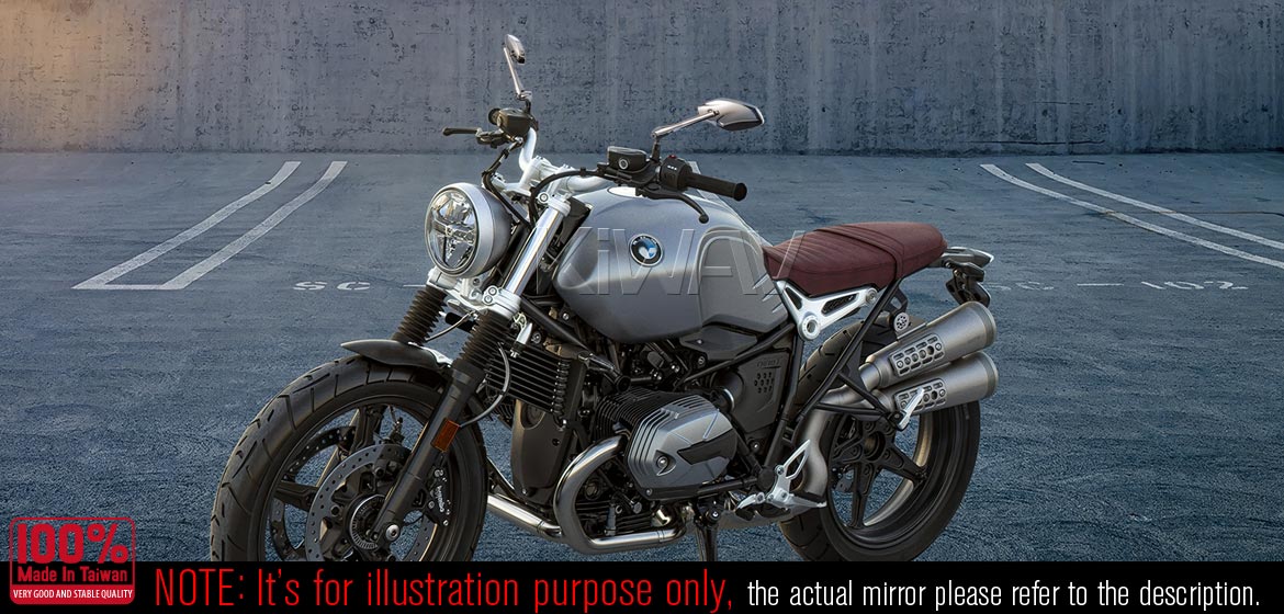KiWAV Medusa chrome motorcycle mirrors compatible for most BMW motorcycles