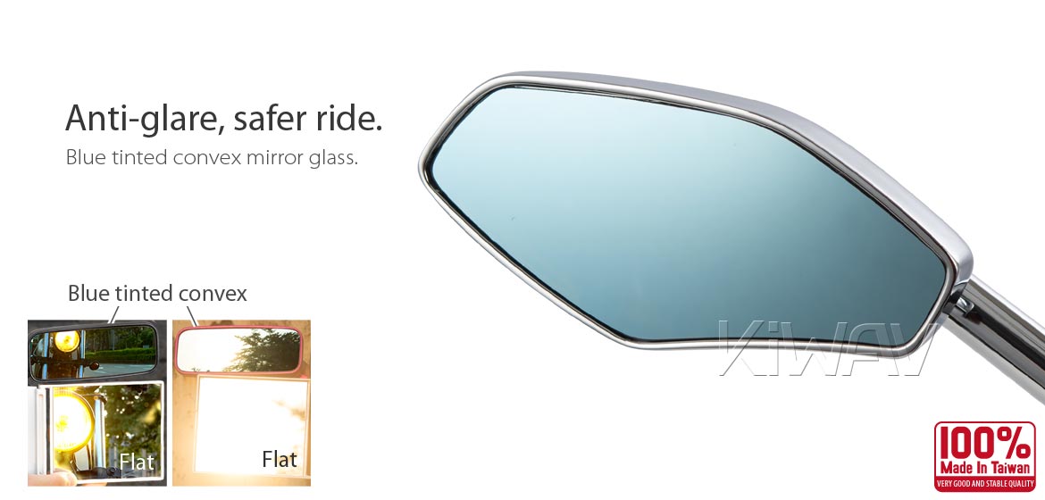 KiWAV Medusa chrome motorcycle mirrors fit scooter