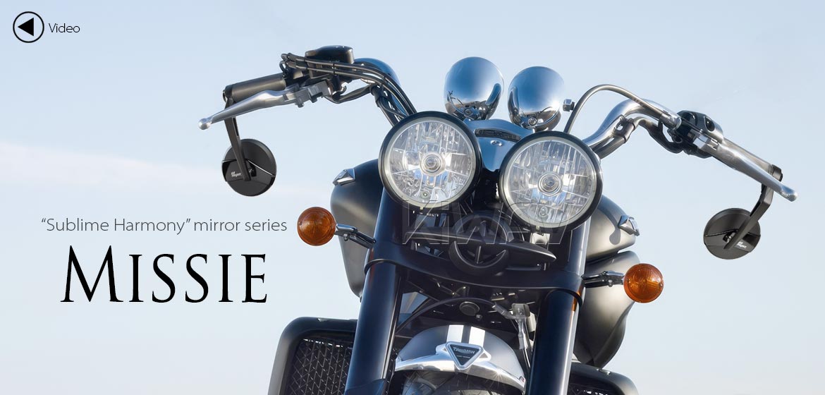 KiWAV motorcycle bar end mirrors Missie black compatible for Triumph air-cooled motorcycles