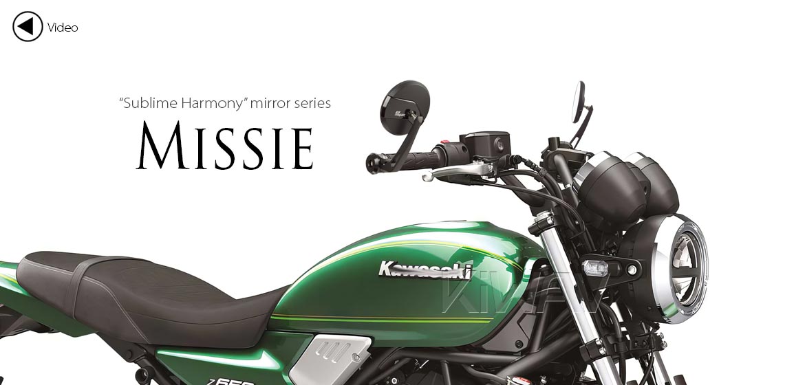 KiWAV motorcycle bar end mirrors Missie black compatible for M8 threaded handlebars