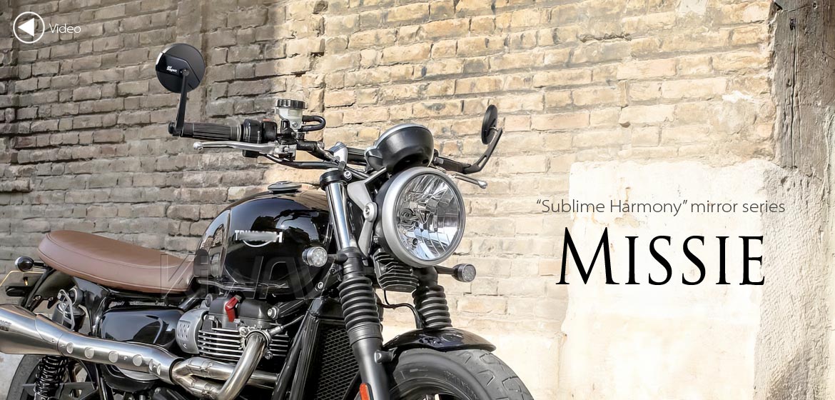 KiWAV motorcycle bar end mirrors Missie black compatible for Triumph water-cooled models