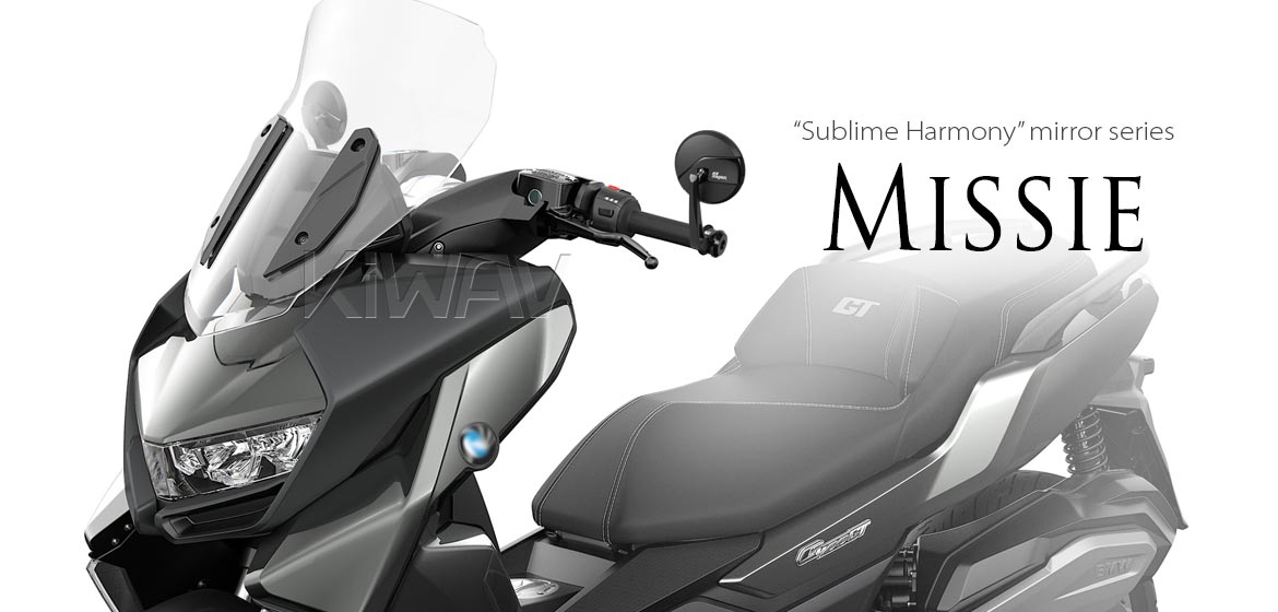 KiWAV motorcycle bar end mirrors Missie black compatible with BMW M8 threaded handlebar