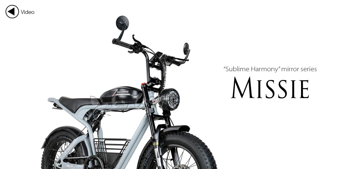 KiWAV motorcycle bar end mirrors Missie black for most bicycles, Ebikes with hollow bar end