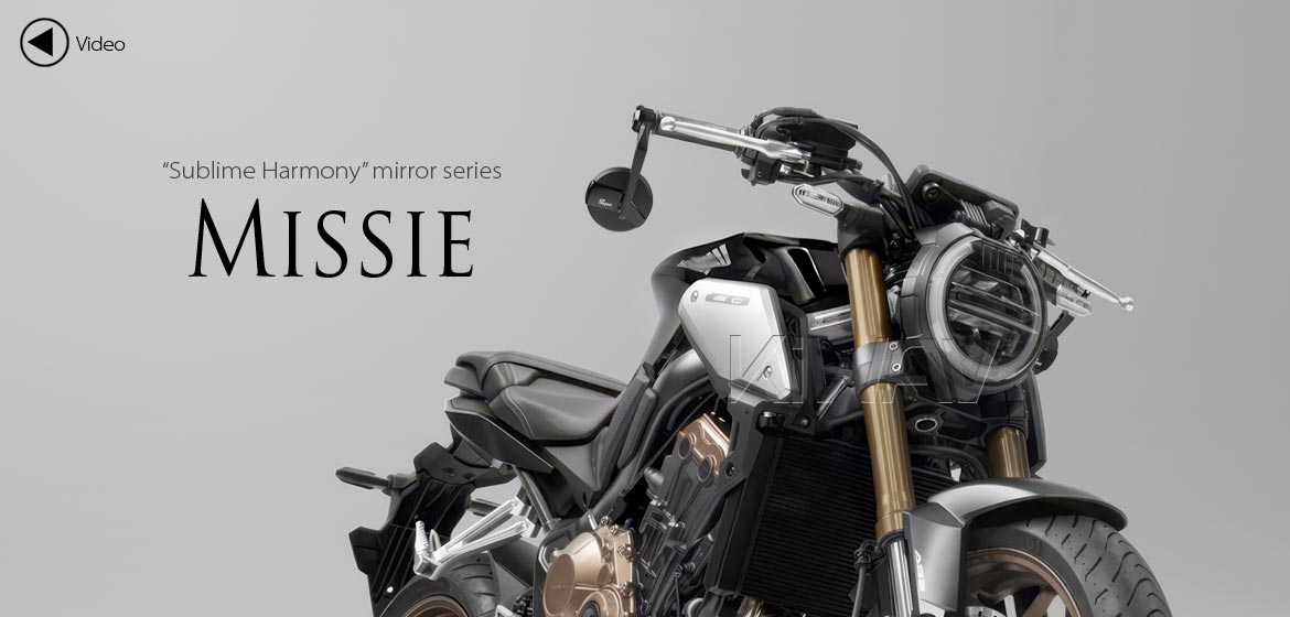 KiWAV motorcycle bar end mirrors Missie black for 1 inch & 1-1/4 inch hollow end handlebars