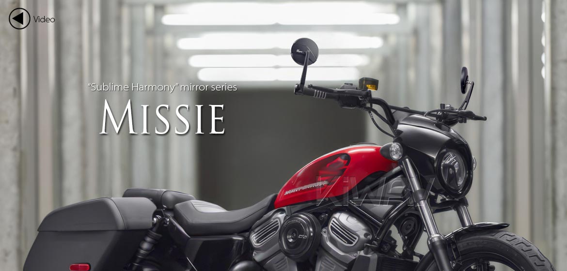 KiWAV motorcycle bar end mirrors Missie black heavy weight compatible for Harley Sportster S Nightster 2021-