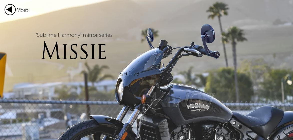 KiWAV motorcycle bar end mirrors Missie black compatible for Specific Indian models