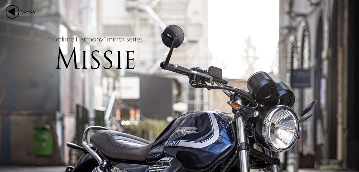 KiWAV motorcycle bar end mirrors Missie black compatible for Moto Guzzi