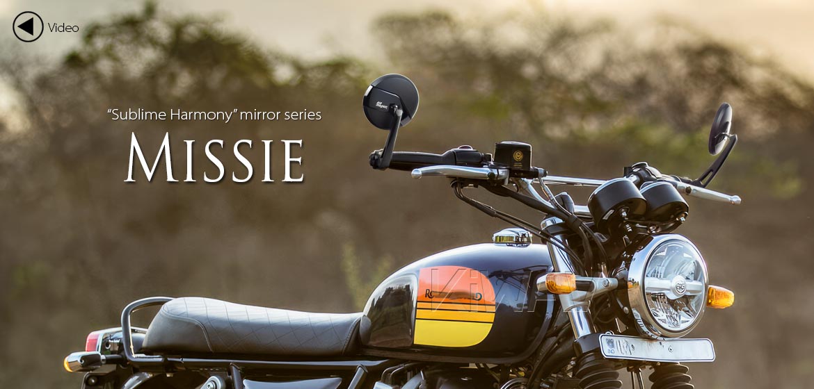 KiWAV motorcycle bar end mirrors Missie black compatible for Royal Enfield Interceptor 650