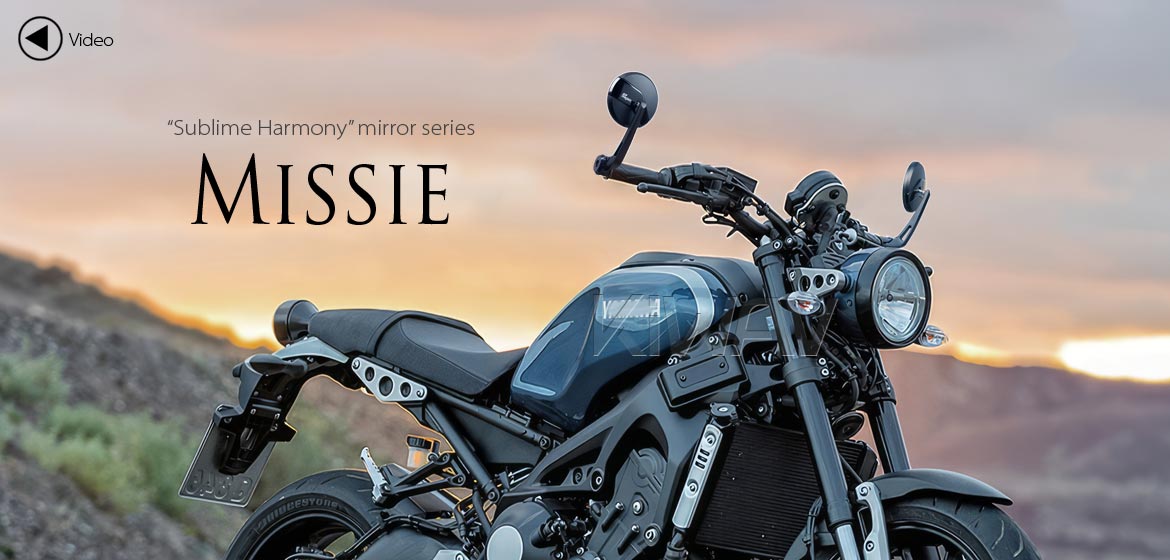 KiWAV motorcycle bar end mirrors Missie black compatible for Yamaha M16 threaded handlebars