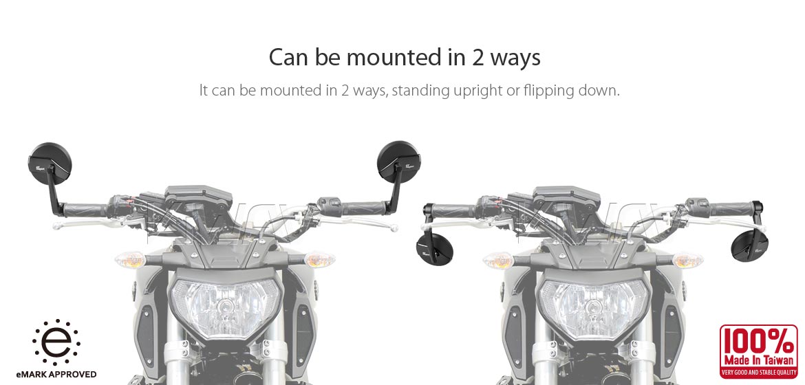 KiWAV motorcycle bar end mirrors Missie black compatible for Triumph air-cooled motorcycles