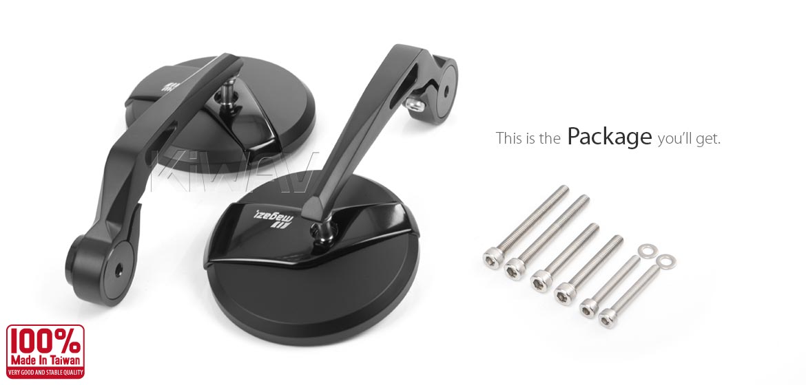 KiWAV motorcycle bar end mirrors Missie black compatible for Triumph air-cooled motorcycles