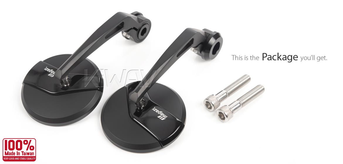 KiWAV motorcycle bar end mirrors Missie black compatible for BMW