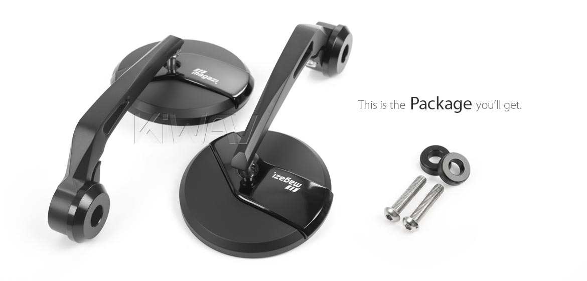 KiWAV motorcycle bar end mirrors Missie black compatible with BMW M8 threaded handlebar