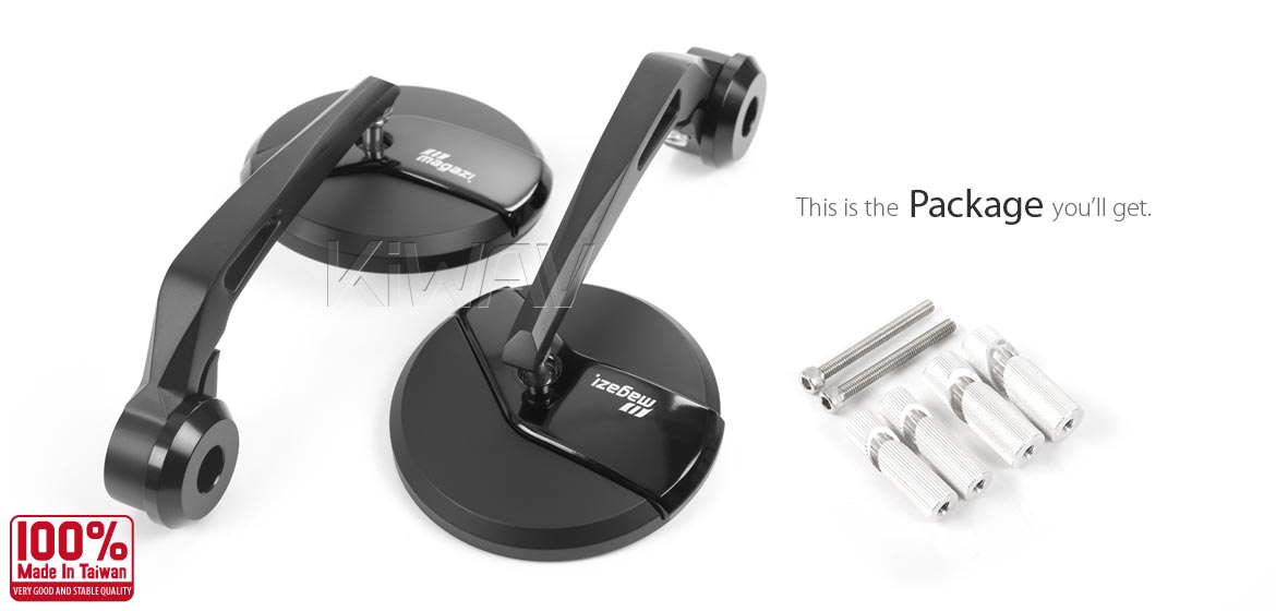 KiWAV motorcycle bar end mirrors Missie black for 7/8 inch hollow end handlebars