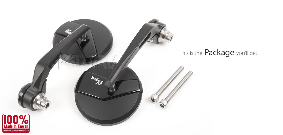 KiWAV motorcycle bar end mirrors Missie black compatible for Indian Scout Bobber