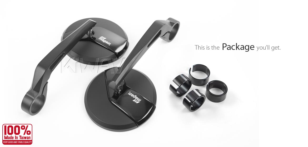 KiWAV motorcycle bar end mirrors Missie black for 22/25mm handlebar