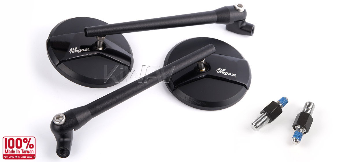 Magazi Missie black matte stem mirrors a pair for BMW motorcycle, golf cart