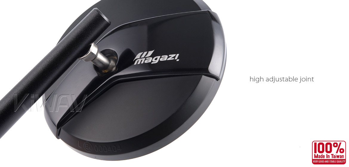 Pair Round black mirrors Missie black base adjustable Kawasaki