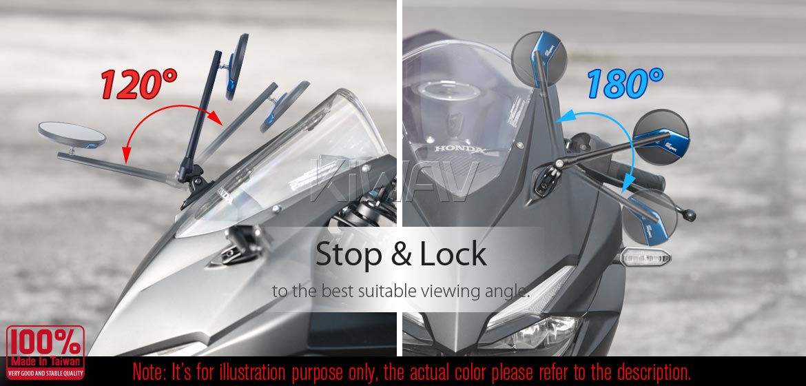KiWAV Missie black mirrors a pair for Ducati Panigale motorcycle, golf cart