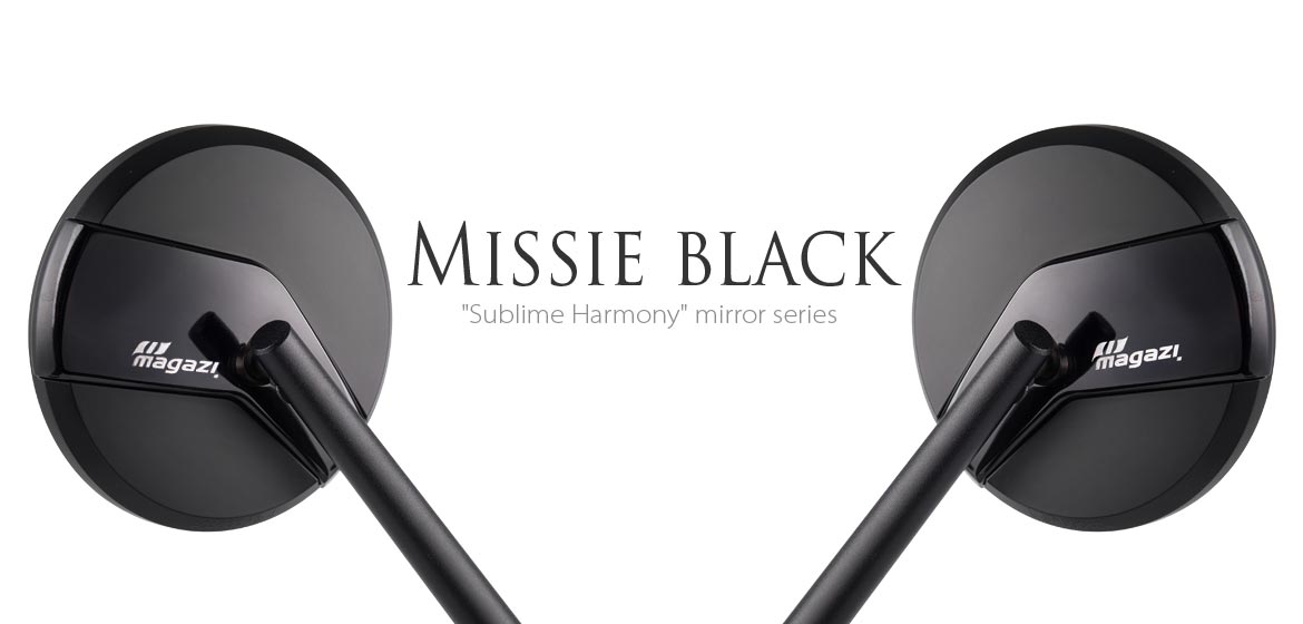 Pair Round black mirrors Missie black base adjustable