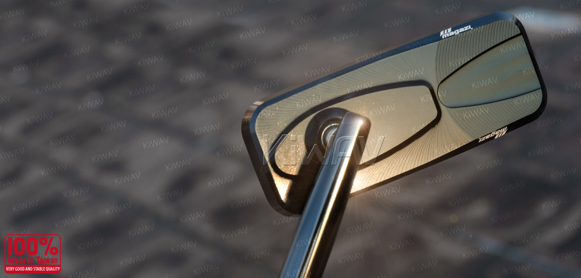 KiWAV Modern black motorcycle mirrors universal fit