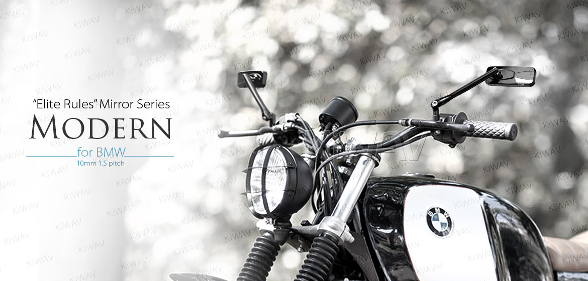 KiWAV Modern black motorcycle mirrors for BMW
