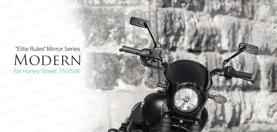 KiWAV Modern black motorcycle mirrors for Harley Steet 750 550