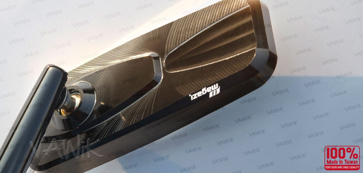 VAWiK Black mirrors CNC Modern chrome base adjustable