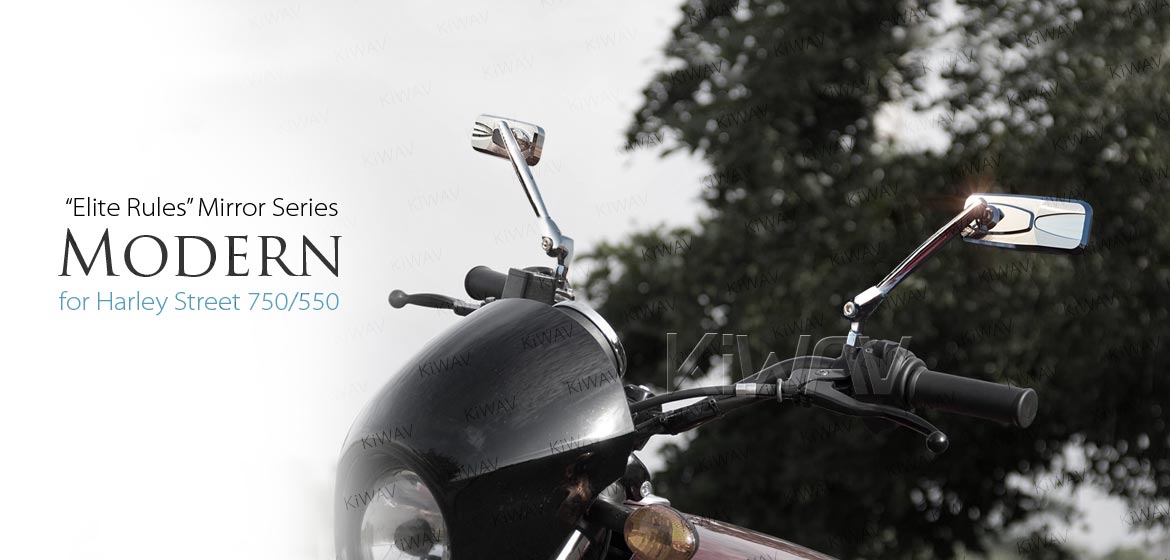 KiWAV Modern chrome motorcycle mirrors for Harley Steet 750 500