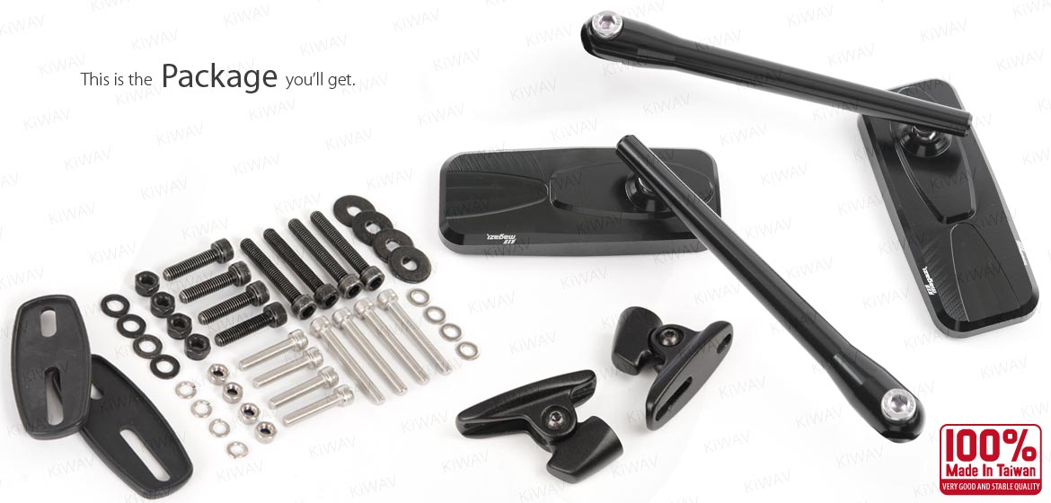 KiWAV motorcycle Modern black sportsbike mirrors with black base for Ducati Panigale