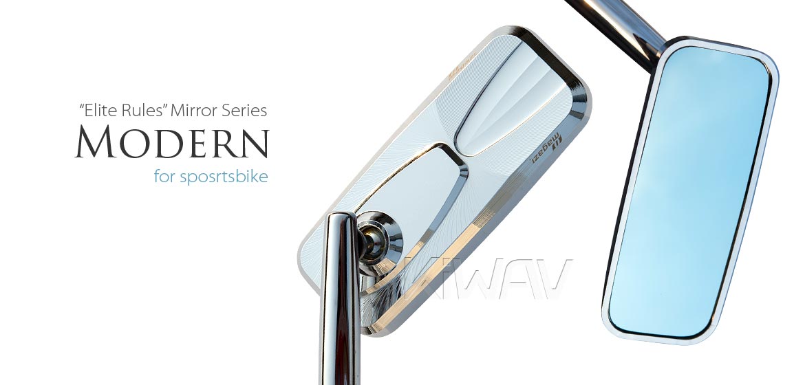 KiWAV motorcycle Modern chrome sportsbike mirrors with black base for sportsbike