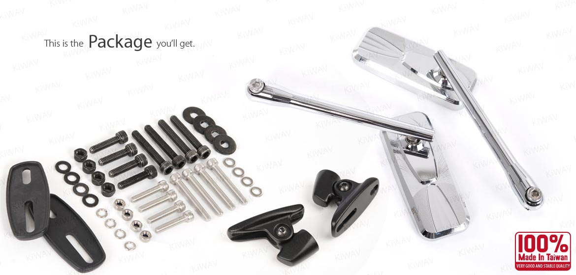 KiWAV motorcycle Modern chrome sportsbike mirrors with black base for Ducati Panigale