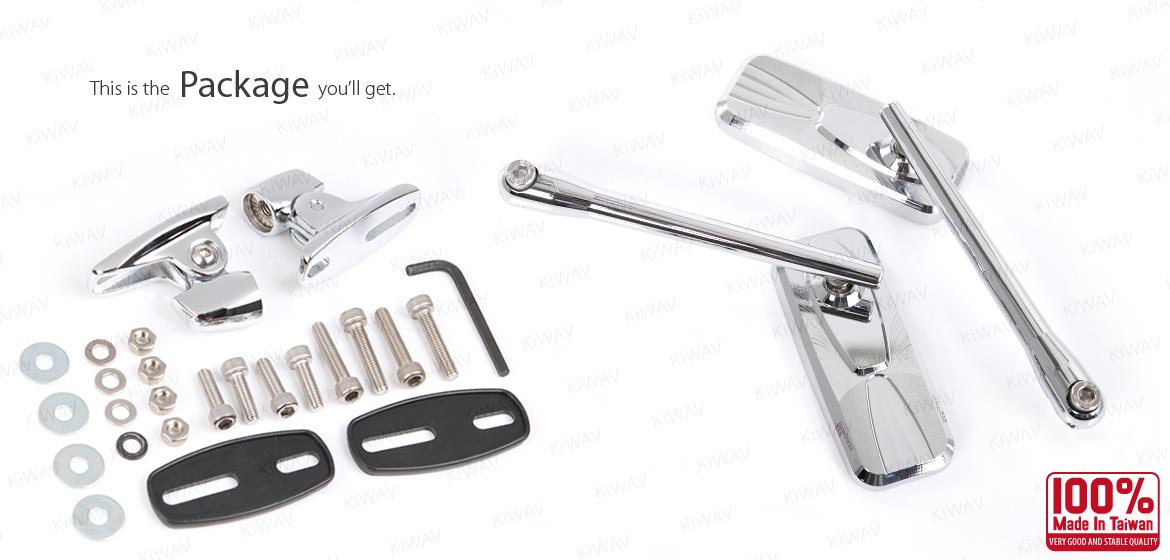 KiWAV motorcycle Modern chrome sportsbike mirrors with chrome base for sportsbike