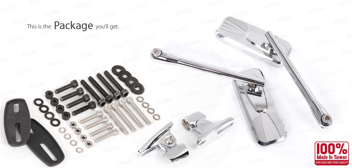 KiWAV motorcycle Modern chrome sportsbike mirrors with chrome base for Ducati Panigale